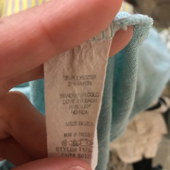 Soprano Light Blue Knit Sheer Asymmetrical Hem Top Small - Picture 7 of 7